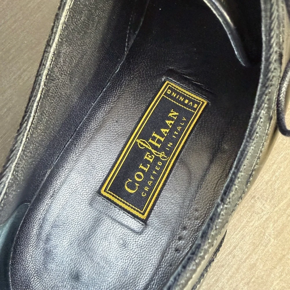 Vintage 80s Cole Haan Made in Italy Black Patent Leather Dress Shoes Size 11.5 D